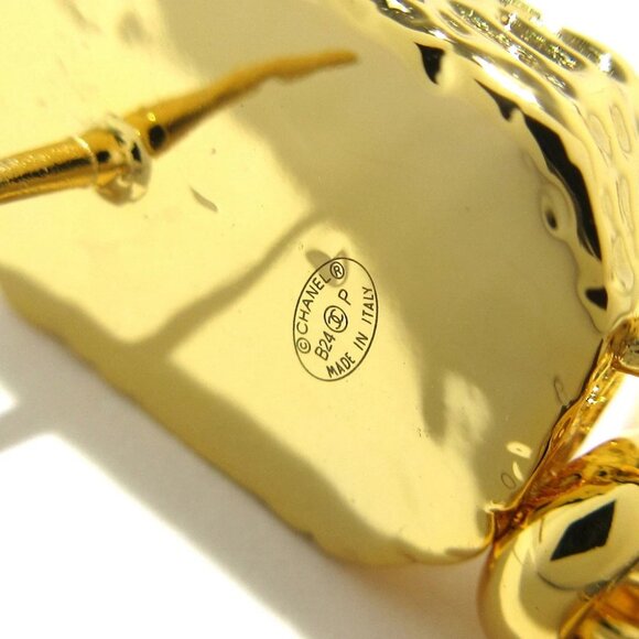 Auth CHANEL Coco - Gold Black Pink Hardware Plastic Earrings - Picture 3 of 6